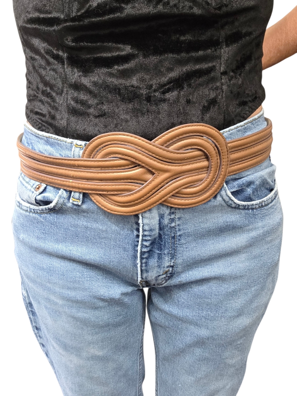 BCBGMaxAzria Wide Belt Brown Statement Waist Cinch Belt Size S